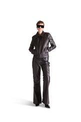 Tailored Leather Flared Trousers