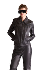 Tailored Leather Flared Trousers