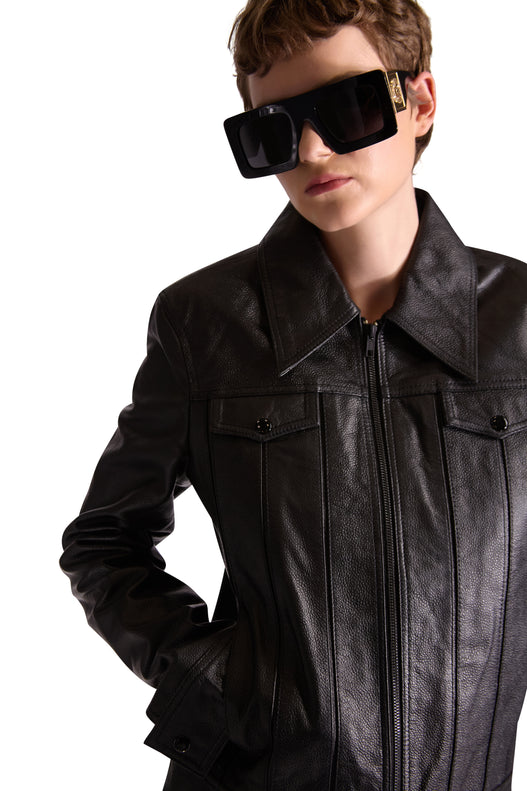 Tailored Leather Flared Trousers