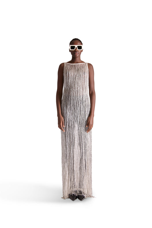 Hand Embroidered Tassel Sheer Dress
