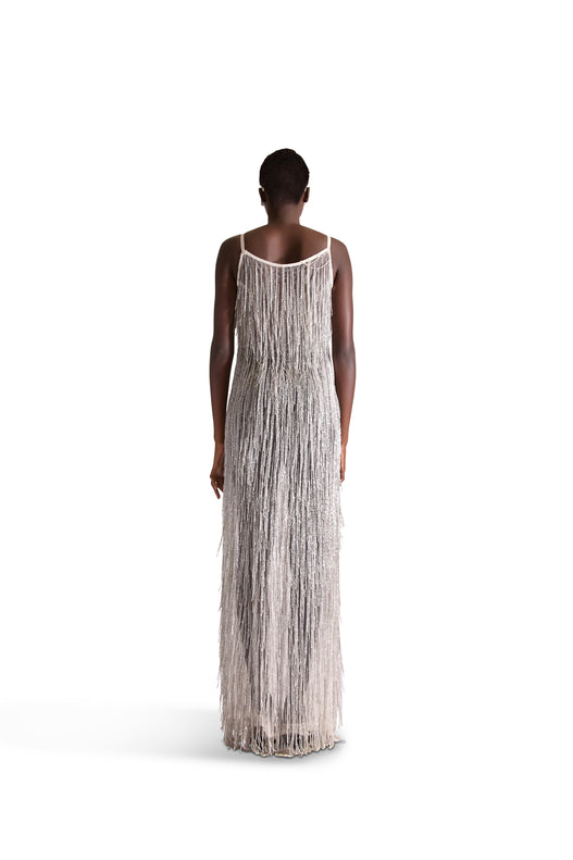 Hand Embroidered Tassel Sheer Dress