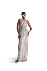 Hand Embroidered Tassel Sheer Dress