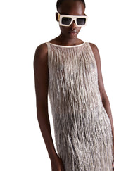 Hand Embroidered Tassel Sheer Dress