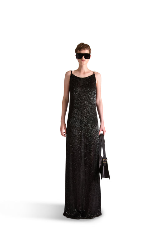 Hand Embroidered Katdana Beaded Evening Dress