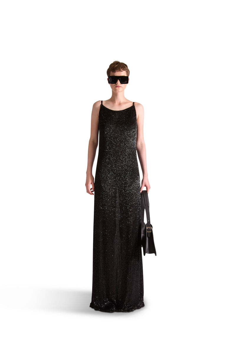 Hand Embroidered Katdana Beaded Evening Dress