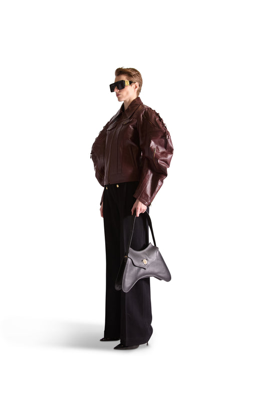 Tailored Leather Shirt Collar Jacket