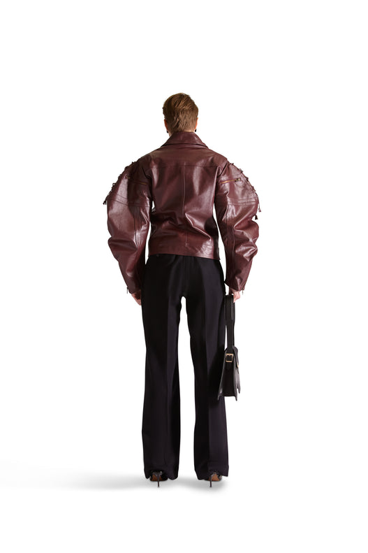 Tailored Leather Shirt Collar Jacket
