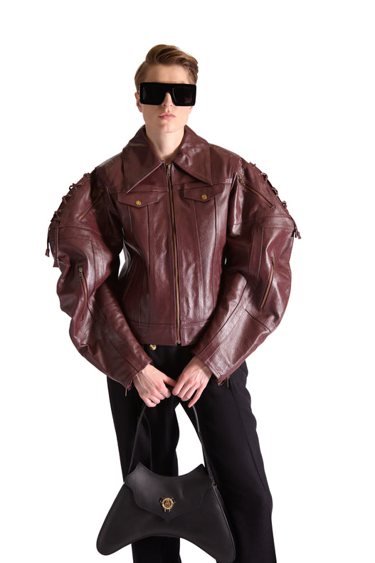Tailored Leather Shirt Collar Jacket