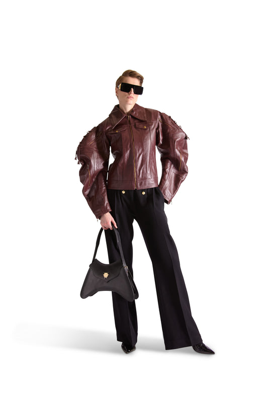 Tailored Leather Shirt Collar Jacket