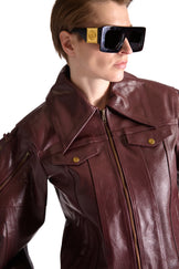 Tailored Leather Shirt Collar Jacket