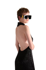 Hand Embroidered Beaded Backless Evening Dress