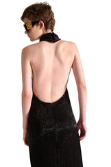 Hand Embroidered Beaded Backless Evening Dress