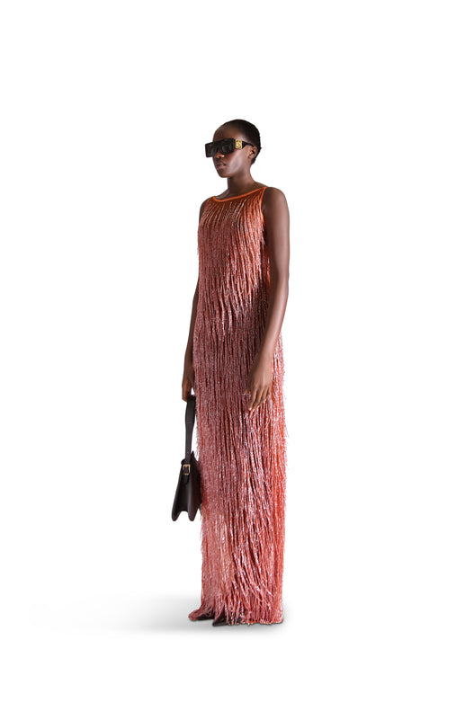 Hand Embroidered Tassel Sheer Dress
