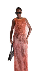 Hand Embroidered Tassel Sheer Dress