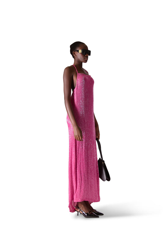 Hand Embroidered Beaded Evening Dress