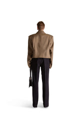 Shirt collar double breasted wool jacket