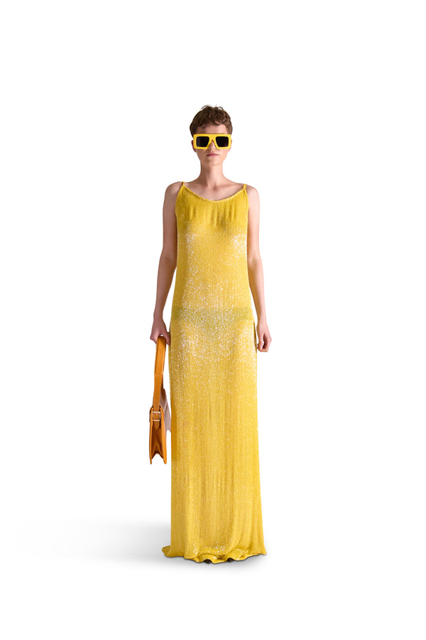 Hand Embroidered Katdana Beaded Evening Dress