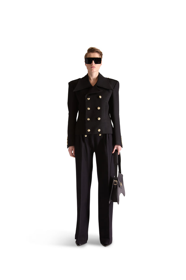 Shirt Collar Double Breasted Wool Jacket