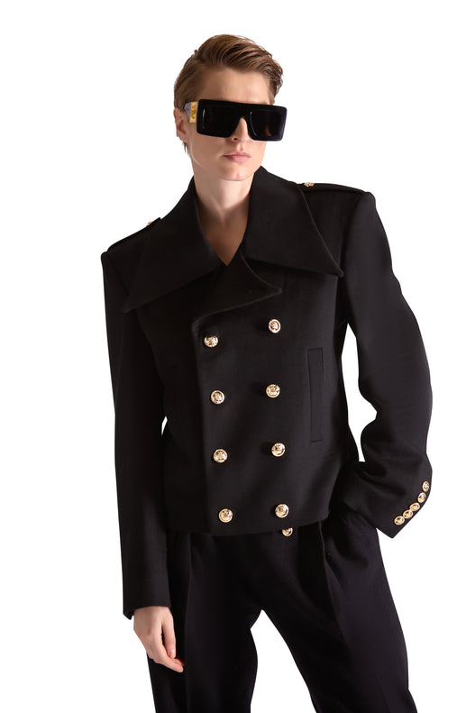 Shirt Collar Double Breasted Wool Jacket