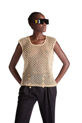 Hand Embroidered beaded pearl top