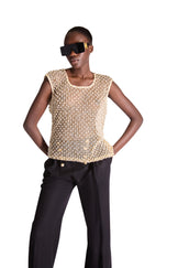 Hand Embroidered beaded pearl top