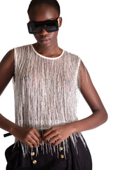 Hand Embroidered Beaded Tassel Top