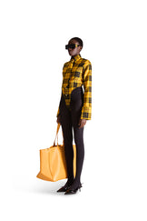 tailored shirt buttoned check bodysuit