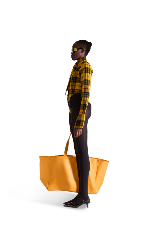 tailored shirt buttoned check bodysuit