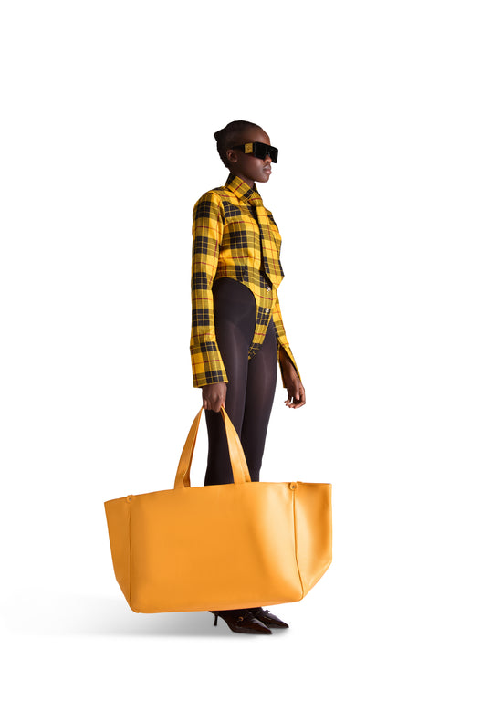 tailored shirt buttoned check bodysuit