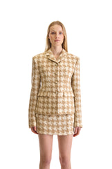 Tailored Houndstooth Short Skirt