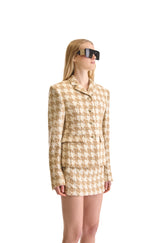 Tailored Houndstooth Short Skirt