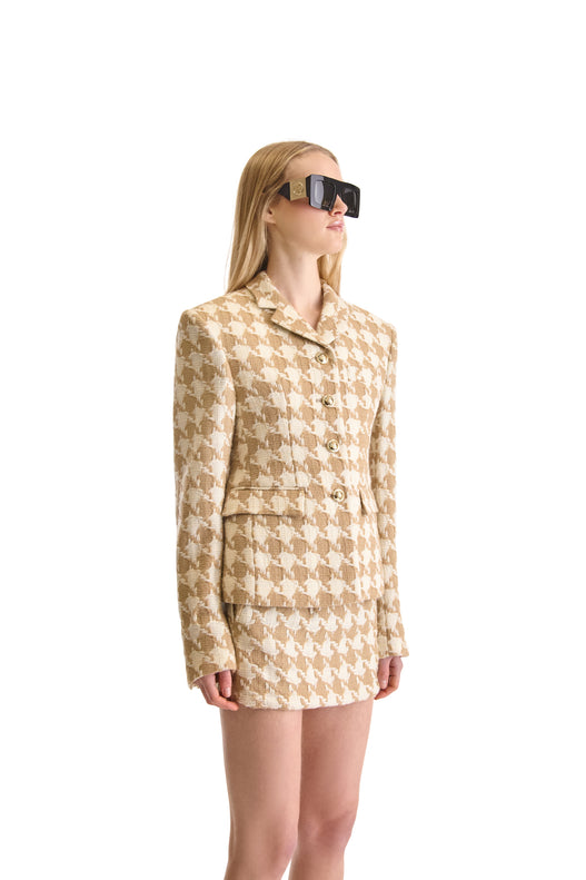 Tailored Houndstooth Short Skirt