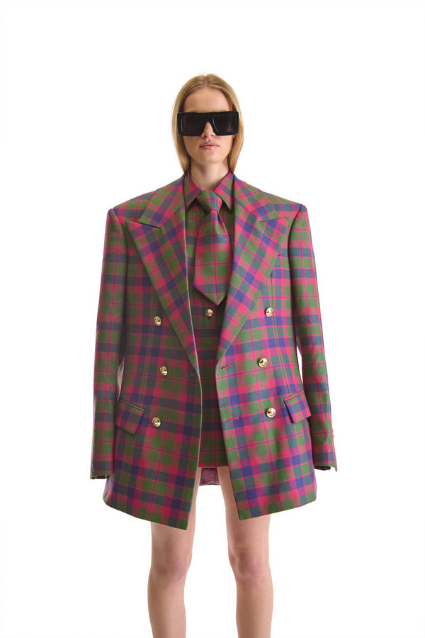 Tailored Wool Plaid Tie