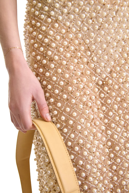 Hand Embroidered Pearl Short Dress