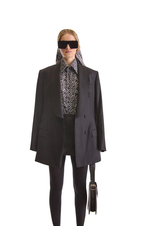 Shawl Lapel Double Breasted Wool Blazer