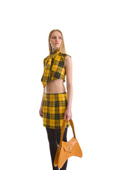 Tailored Wool Plaid Cropped Shirt