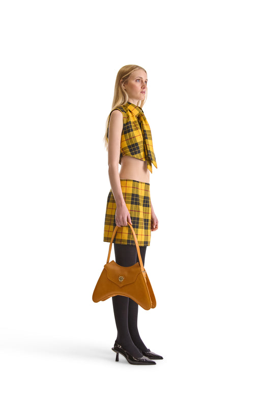 Tailored Wool Plaid Cropped Shirt