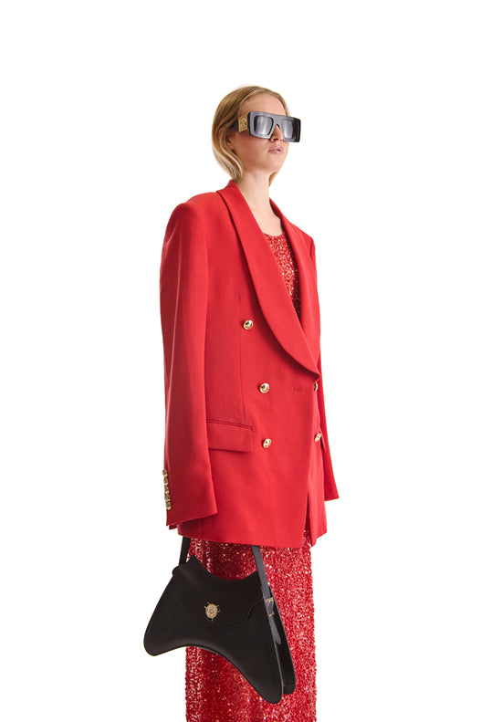 Shawl Lapel Double Breasted Wool Blazer