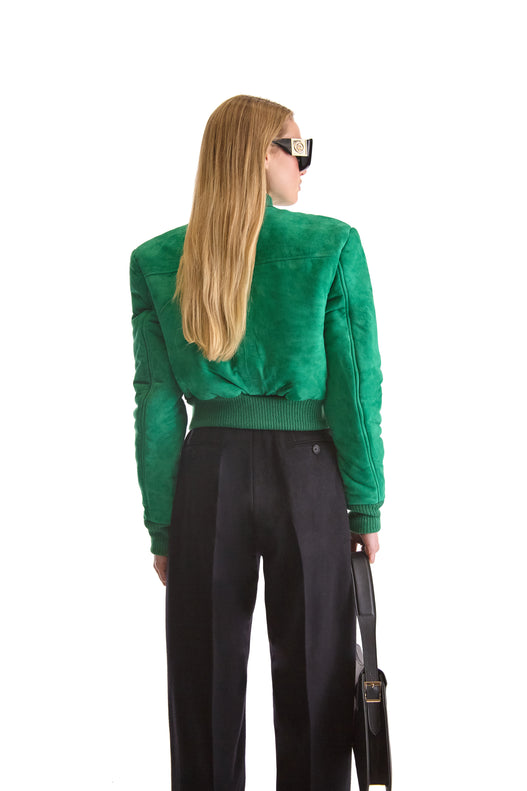 Suede Short Bomber Jacket