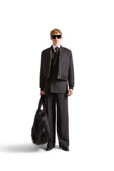 Pinstripe Peak Lapel Double Breasted Blazer