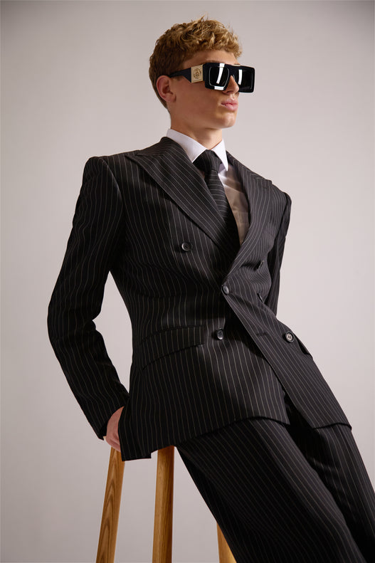 Pinstripe Double Breasted Wool & Cashmere Suit