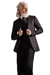 Peak Lapel Single Breasted Check Blazer