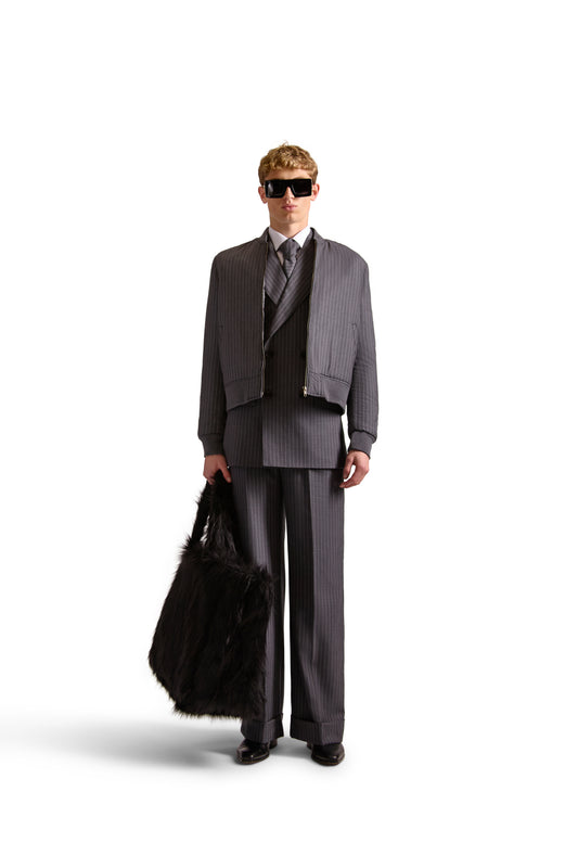 Pinstripe Tailored Wool Trousers