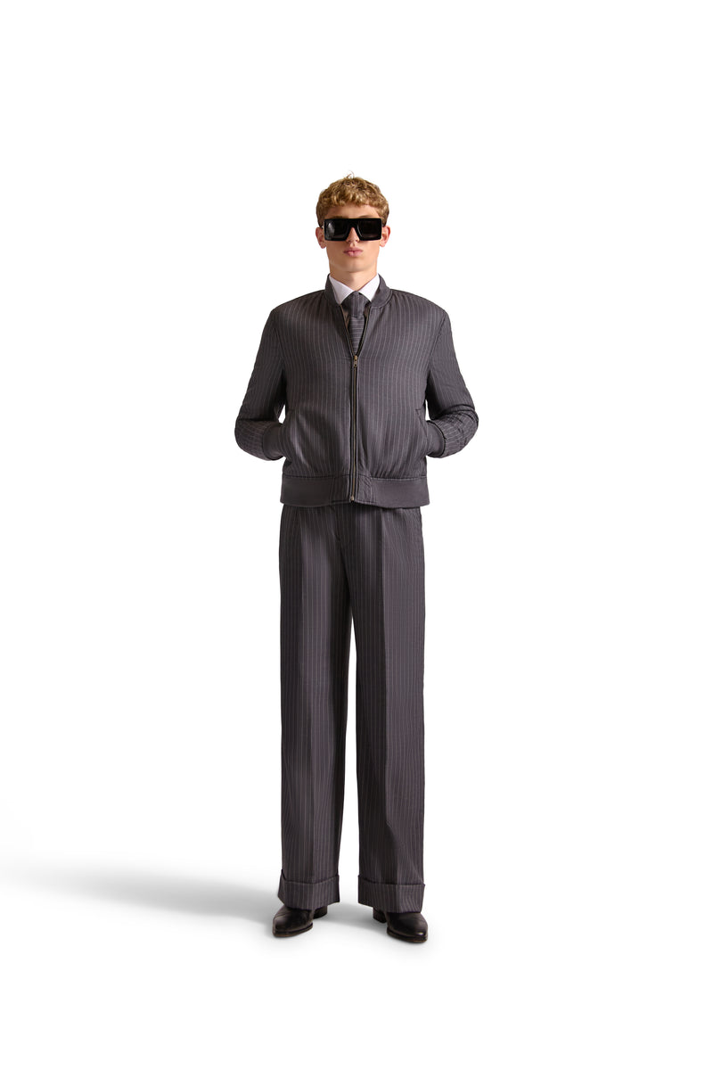 Pinstripe Tailored Wool & Cashmere Trousers