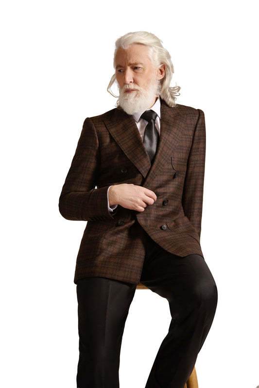 Peak Lapel Double Breasted Check Blazer