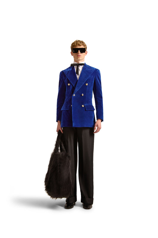 Peak Lapel Double Breasted Velvet Blazer
