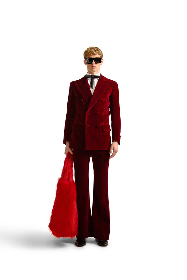 Peak Lapel Double Breasted Velvet Blazer