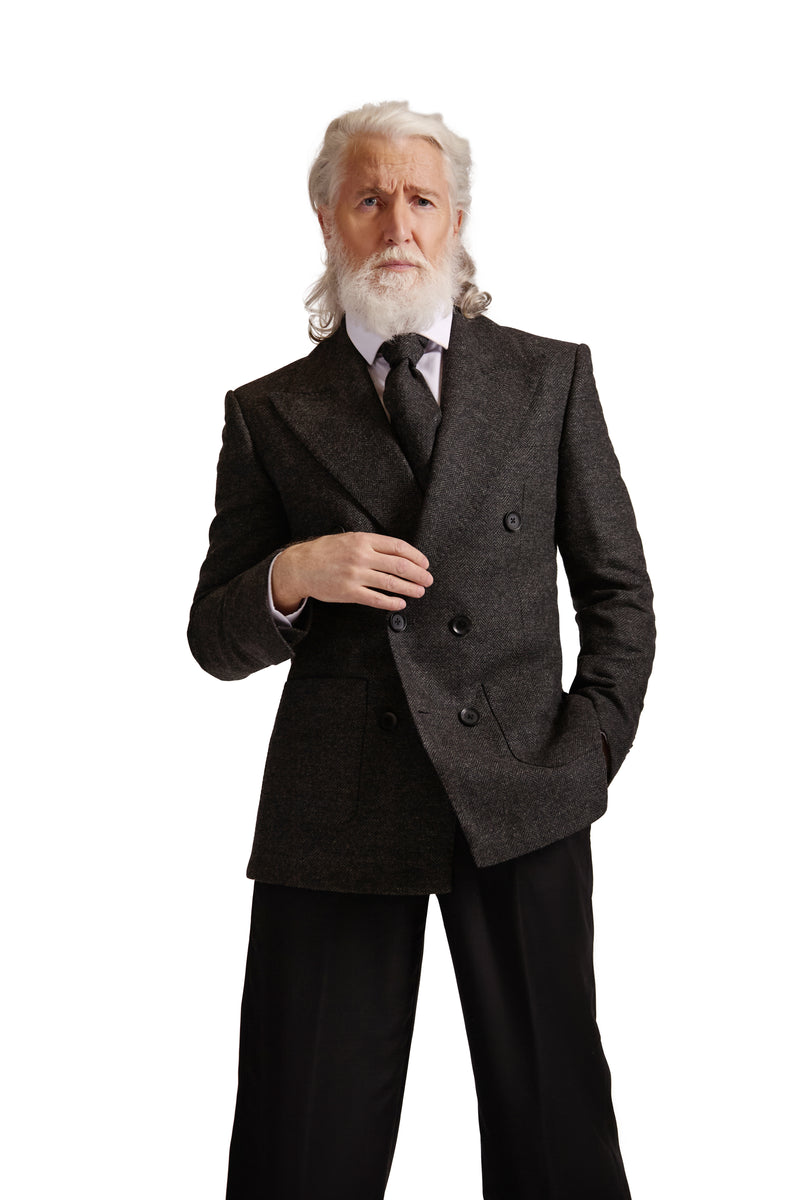Peak Lapel Double Breasted Tweed Wool Blazer