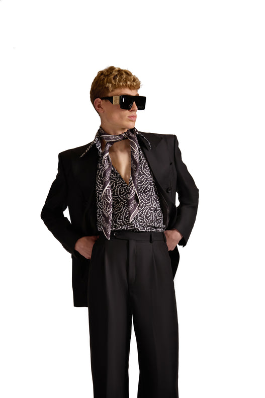 Peak Lapel Double Breasted Wool Blazer