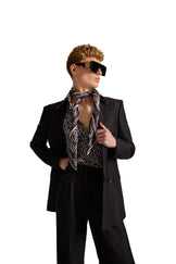 Peak Lapel Double Breasted Wool Blazer